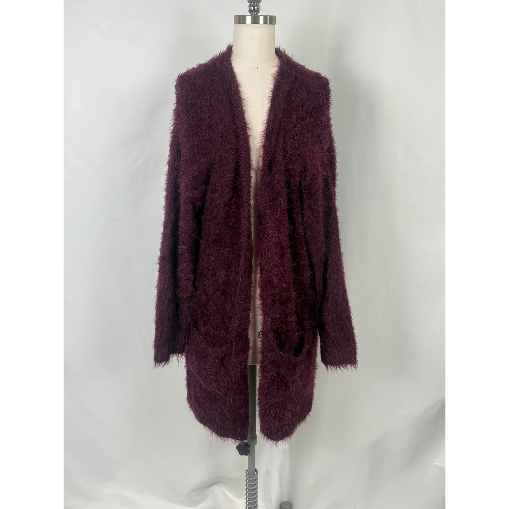 Chelsea & Theodore XL Fuzzy Dark‎ Feminine Cardigan Wine Layer Vamp Gothic